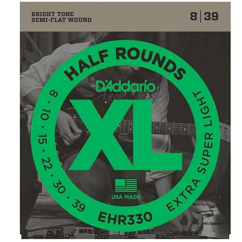 D'Addario HR330 Semi Flat Wound Jazz Electric Guitar Strings 8 - 39