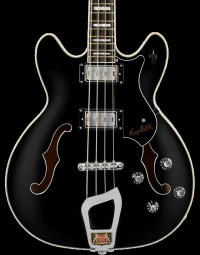 Hagstrom Viking Semi-Hollow Bass Guitar in Black Gloss