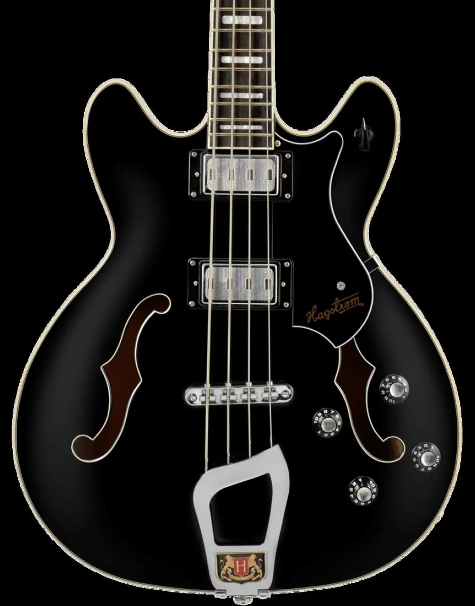 Hagstrom Viking Semi-Hollow Bass Guitar in Black Gloss