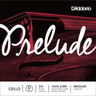 D'Addario Prelude Cello Single D String, 3/4 Scale, Medium Tension