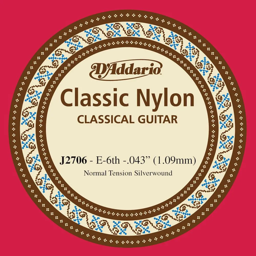 D'Addario J2706 Student Nylon Classical Guitar Single String, Normal Tension, Sixth String