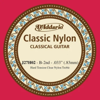 D'Addario J27H02 Student Nylon Classical Guitar Single B String  Hard Tension