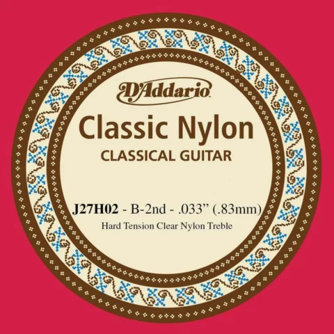 D'Addario J27H02 Student Nylon Classical Guitar Single B String  Hard Tension