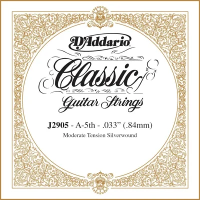 D'Addario J2905 Classics Rectified Classical Guitar Single String, Moderate Tension, Fifth String