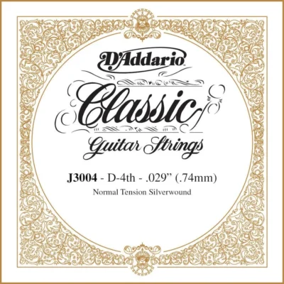 D'Addario J3004 Rectified Classical Guitar Single String, Normal Tension, Fourth String
