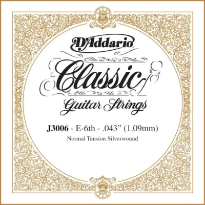 D'Addario J3006 Rectified Classical Guitar Single String, Normal Tension, Sixth String