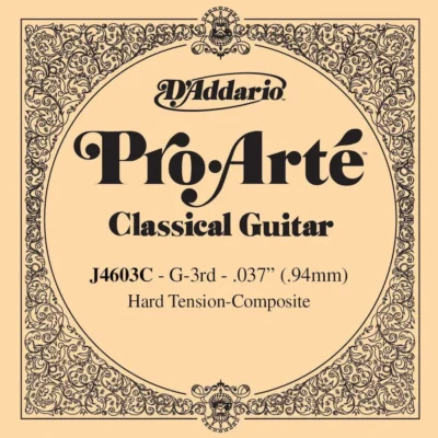 D'Addario J4603C Pro-Arte Nylon Classical Guitar Single String, Hard Tension, Third String