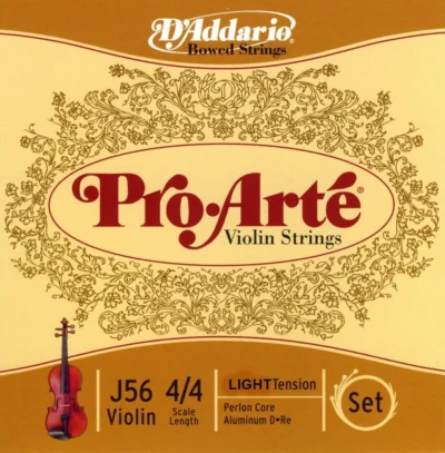 D'Addario J56 Pro-Arte Violin Strings Set 4/4 Size Perlon core Light tension
