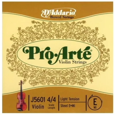 D'Addario Pro-Arte Violin Single  Steel  E String  4/4 Scale, Light  Tension