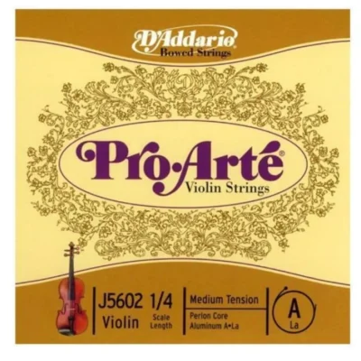 D'Addario Pro-Arte Violin Single A String, 1/4 Scale, Medium Tension J5602