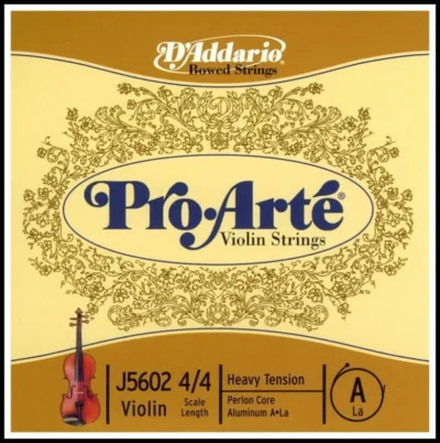 D'Addario Pro-Arte Violin Single A String, 4/4 Scale, Heavy Tension Full Size