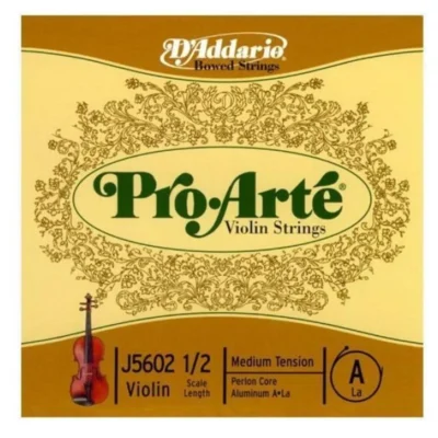 D'Addario Pro-Arte Violin Single A String, 1/2 Scale, Medium Tension J5602