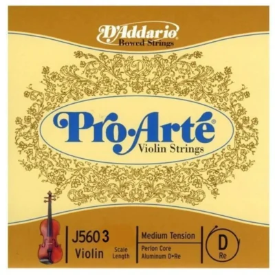 D'Addario Pro-Arte Violin Single D String, 1/2 Scale, Medium Tension