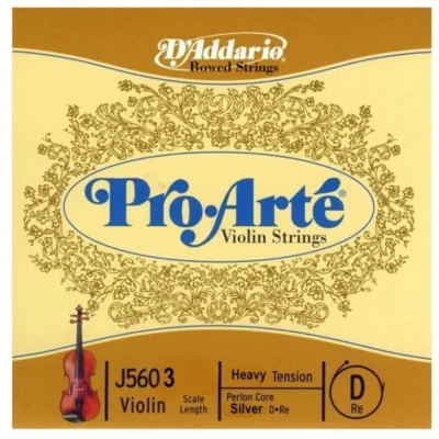 D'Addario Pro-Arte Violin Single Silver Wound D String 4/4 Scale Heavy Tension