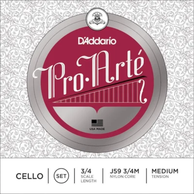 D'Addario Pro-Arte Cello String Set, 3/4 Scale, Medium Tension