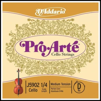D'Addario Pro-Arte Cello Single D String, 1/4  Scale, Medium Tension J5902