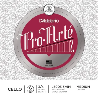 D'Addario Pro-Arte Cello Single G String, 3/4  Scale, Medium Tension J5903