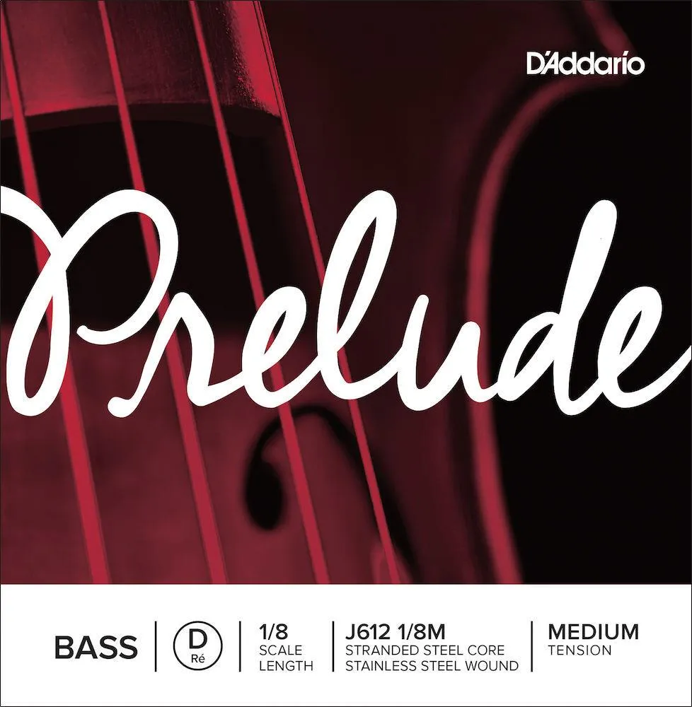 D'Addario Prelude Bass Single D String, 1/8 Scale, Medium Tension