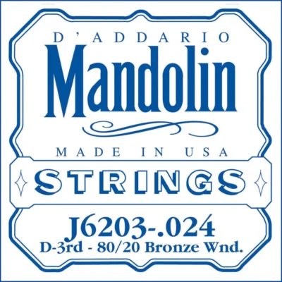 D'Addario J6203 80/20 Bronze Wound Mandolin Single String, .024