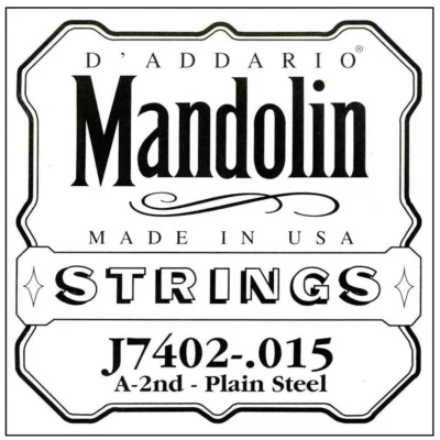 D'Addario J7402 Plain Steel Mandolin Single String, Second  String, ( A )  .015