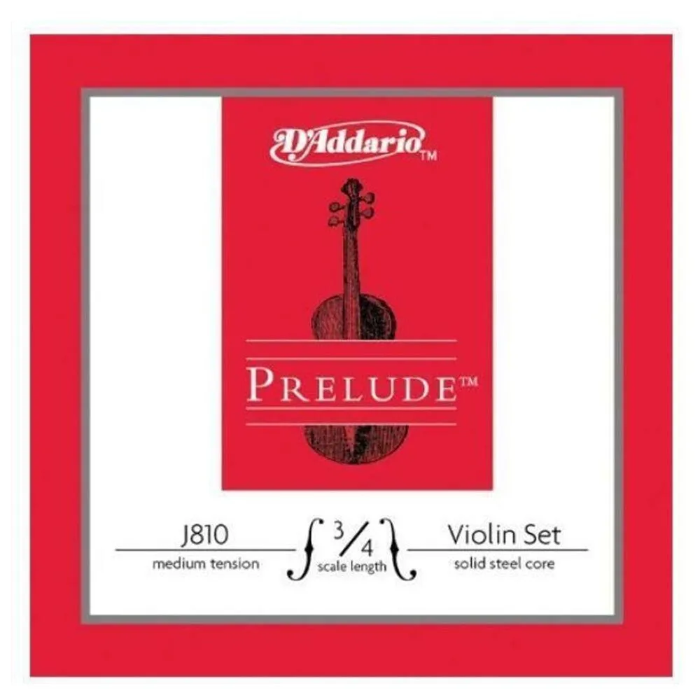 D'addario Prelude Violin String Set, 3/4 Scale, Medium Tension - No Packaging