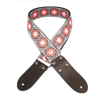 DSL Jacquard Weaving FLOWER-RED Guitar Strap