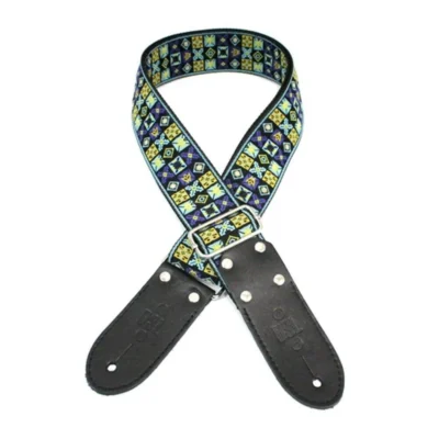 DSL Jacquard Weaving ICE Guitar Strap  Hand Made in Australia Leather Ends