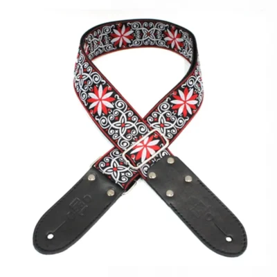 DSL Jacquard Weaving REDANGEL Guitar Strap Hand Made in Australia Leather Ends
