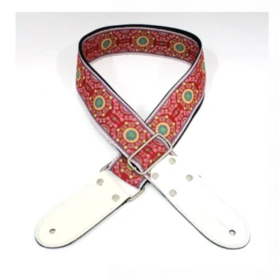 DSL Jacquard Weaving SAL-RED Guitar Strap Hand Made in Australia Leather Ends