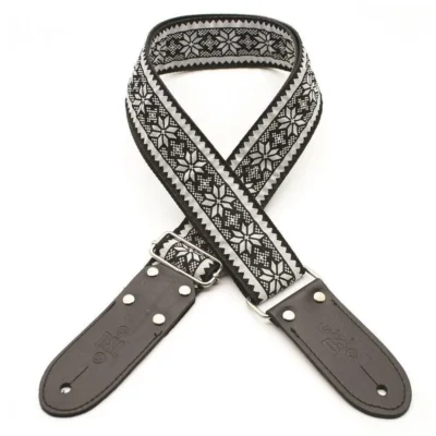 DSL Jacquard Weaving SNOW Guitar Strap  Hand Made in Australia Leather Ends