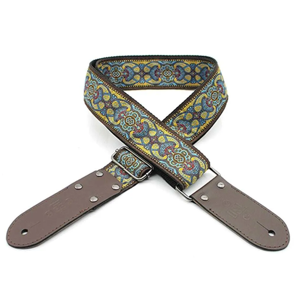 DSL JAC20-JAC20-TAD-YELLOW Jacquard Weaving Guitar Strap - 2"