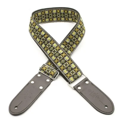 DSL Jacquard Weaving WOOD  Guitar Strap  Hand Made in Australia Leather Ends