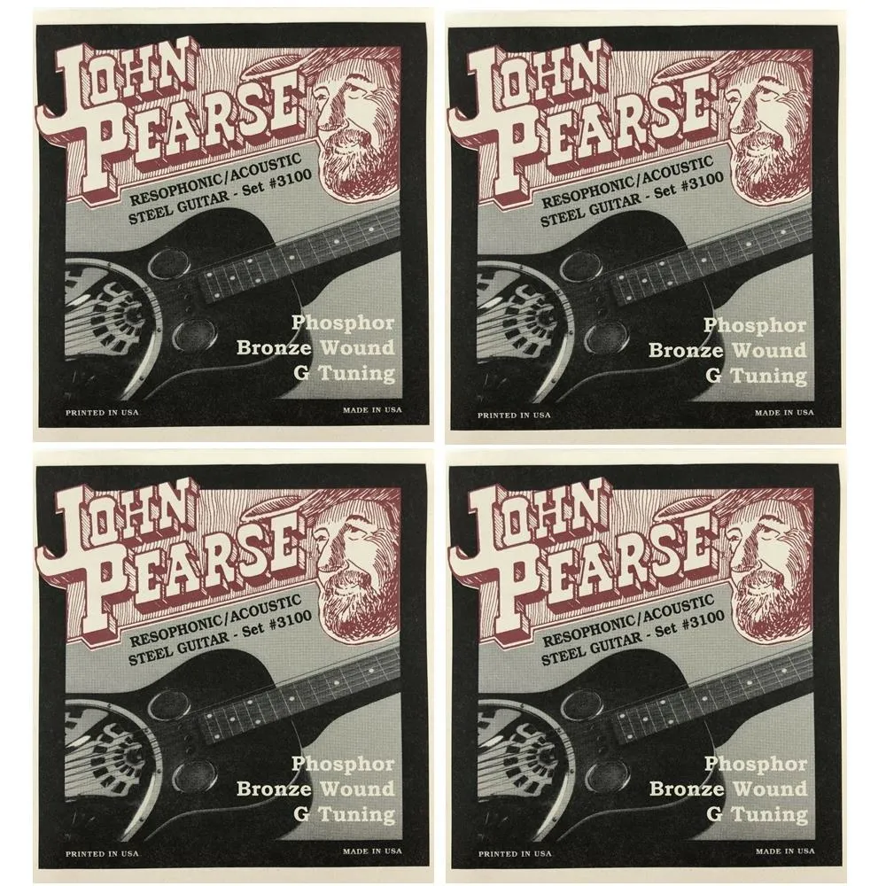 4 x John Pearse 3100 Phosphor Bronze Acoustic Strings 16 - 59 Resophonic