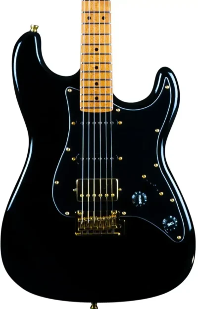 JET JS-400-BK-G HSS Electric Guitar - Black with Gold Hardware
