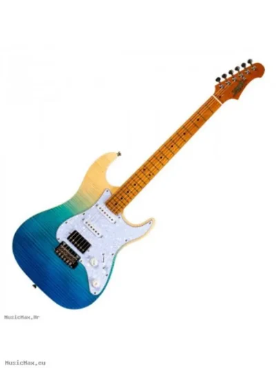Jet  Guitars  JS-450 HSS Flamed Maple Top Electric Guitar - Transparent Blue