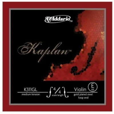 D'Addario Kaplan Gold-Plated Loop End Violin Single 4/4 E String Medium Tension