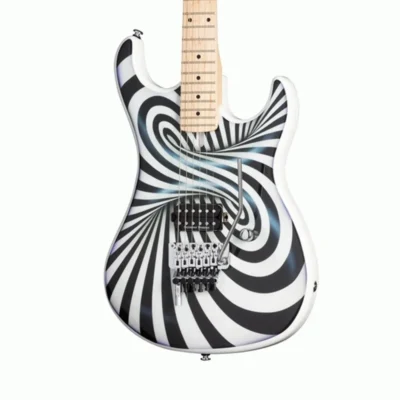 Kramer The 84 Electric Guitar - 3D Black White Swirl with EVH D-Tuna