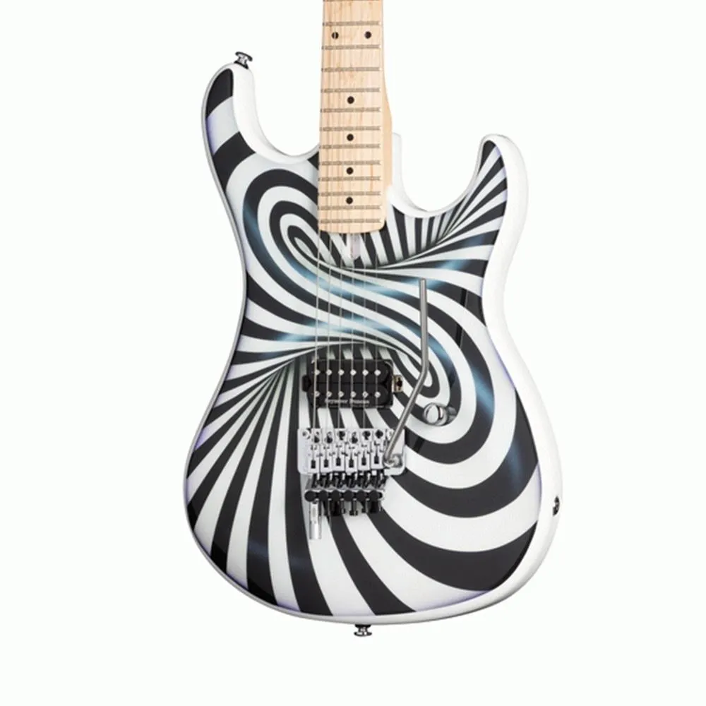 Kramer The 84 Electric Guitar - 3D Black White Swirl with EVH D-Tuna