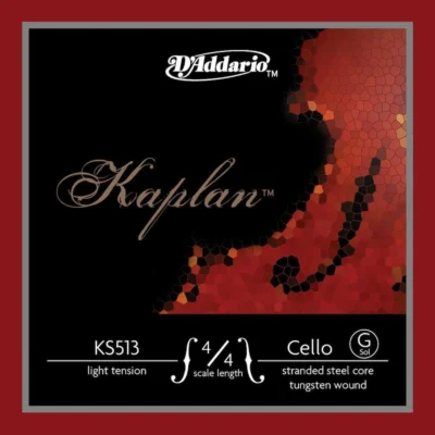 D'Addario Kaplan Cello Single G String, 4/4 Scale, Light Tension