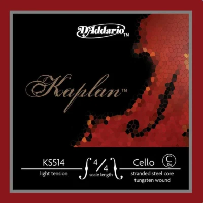 D'Addario Kaplan Cello Single C String, 4/4 Scale, Light Tension