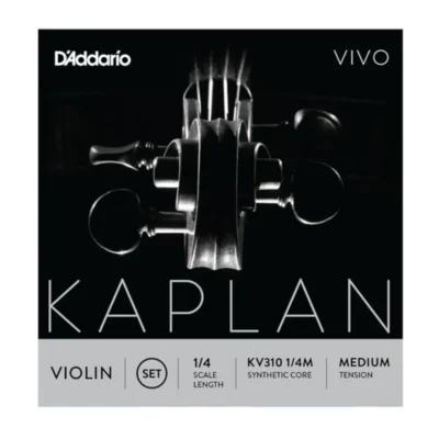 D'Addario Kaplan Vivo Violin String Set, 1/4 Scale, Medium Tension