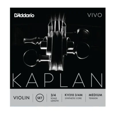D'Addario Kaplan Vivo Violin String Set, 3/4 Scale, Medium Tension