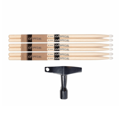 LA Special by Promark 5BN Hickory Drumsticks , 3-pack -  Nylon Tip + BBT Drum Key