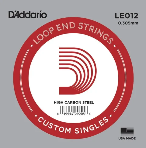 D'Addario LE012 Plain Steel Loop End Single String, .012