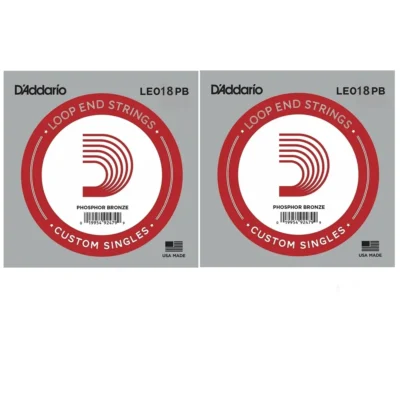 2 x D'Addario Phosphor Bronze Wound Loop End Single String, .018