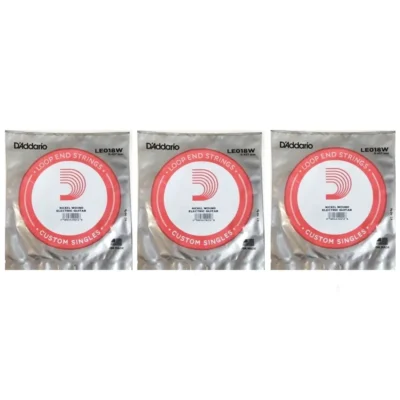3 x Single Strings D'Addario LE018W  Nickel Wound Loop End Single String, .018