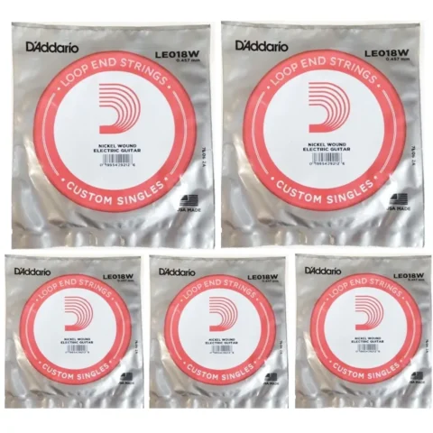 5 Single Strings D'Addario LE018W Nickel Wound Loop End Single String, .018