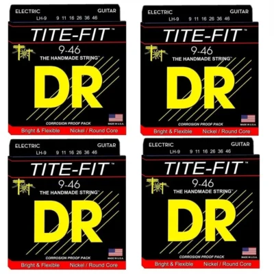 DR Strings 4 SETS Tite-Fit Lite Heavy Nickel Plated Electric Guitar Strings 9 - 46