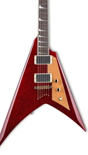 ESP LTD Kirk Hammett Signature V Electric Guitar- Red Sparkle - LKH-VRSP