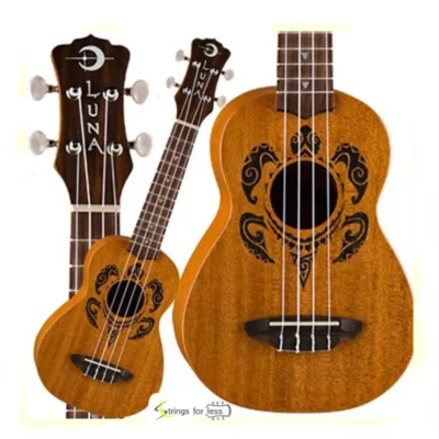 Luna Mahogany Honu Soprano Tribal Turtle Ukulele with Gig Bag